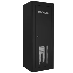 18 Gun Welded-Steel Security Cabinet with Beveled Edge – Black